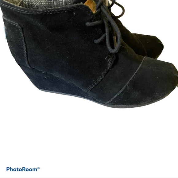 Toms wedge high heel boots black suede size 7 - Picture 10 of 11